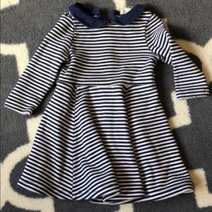 Navy & white striped flare dress